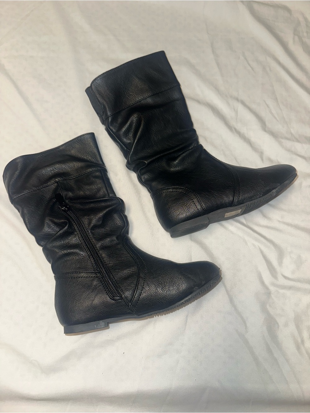 Black Slouchy Mid-Calf Kid’s Boots - Classic Everyday Style